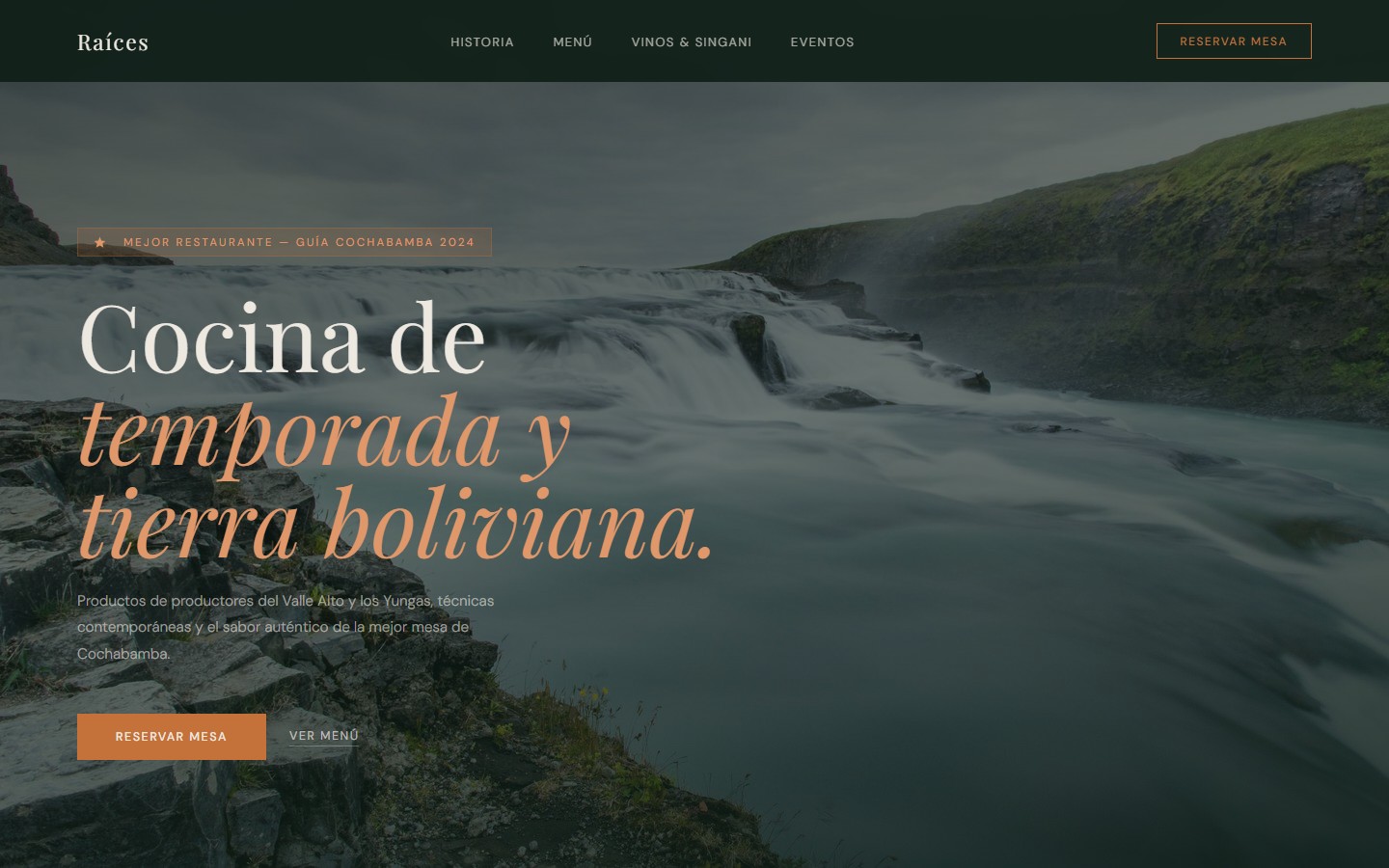 Raíces Restaurante — Diseño web para restaurante en Bolivia